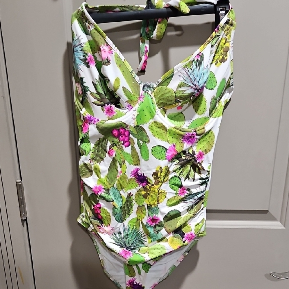 Floral Cactus Print Swimsuit